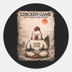 Funny Japanese Art Chicken Game Graphic Men Women Classic Round Sticker