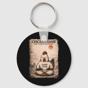 Funny Japanese Art Chicken Game Graphic Men Women Key Ring