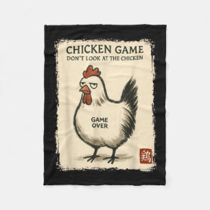 Funny Japanese Art Chicken Game Graphic Tee Men Wo Fleece Blanket