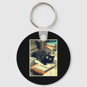 Funny japanese cat teacher student school last day key ring