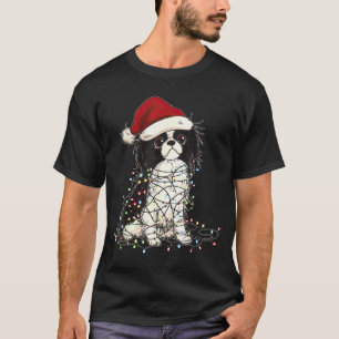 Funny Japanese Chin Christmas Graphics Dog Lights  T-Shirt