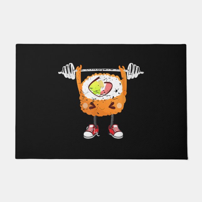 Funny Japanese Food Gym Weightlifting Gift T-Shirt Doormat (Front)