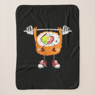 Funny Japanese Food Gym Weightlifting Gift T-Shirt Sherpa Blanket
