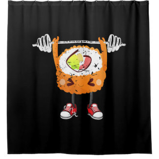 Funny Japanese Food Gym Weightlifting Gift T-Shirt Shower Curtain