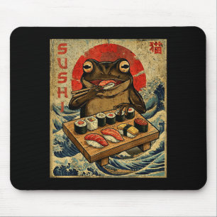 Funny Japanese Kawai Frog Pun Food Frog Humor Sush Mouse Pad