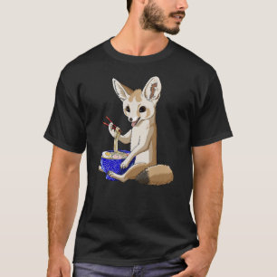 Funny Japanese Kawaii Ramen Noodles Fennec Fox T-Shirt