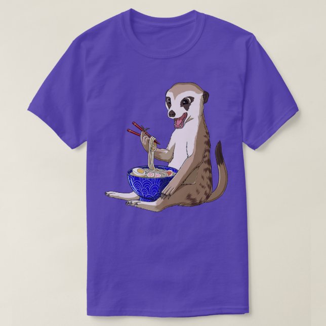 Funny Japanese Kawaii Ramen Noodles Meerkat  T-Shirt (Design Front)