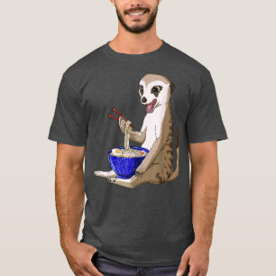 Funny Japanese Kawaii Ramen Noodles Meerkat  T-Shirt