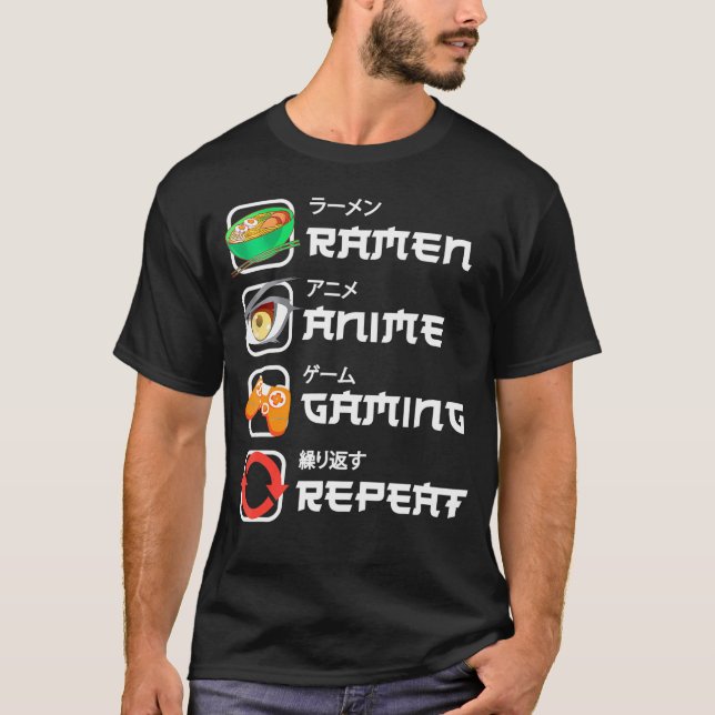 Funny Japanese Manga Anime Gaming Anime Ramen Game T-Shirt (Front)