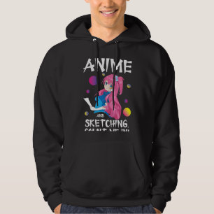 Funny Japanese Manga Otaku Just a Girl Anime Sketc Hoodie