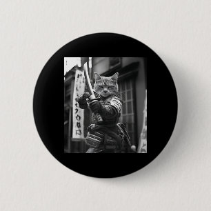 Funny Japanese Samurai Cat Meme Martial Arts Dad 6 Cm Round Badge