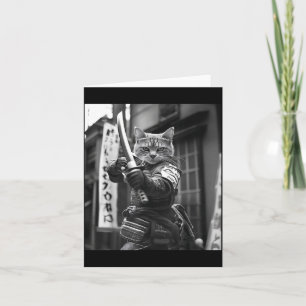 Funny Japanese Samurai Cat Meme Martial Arts Dad Card