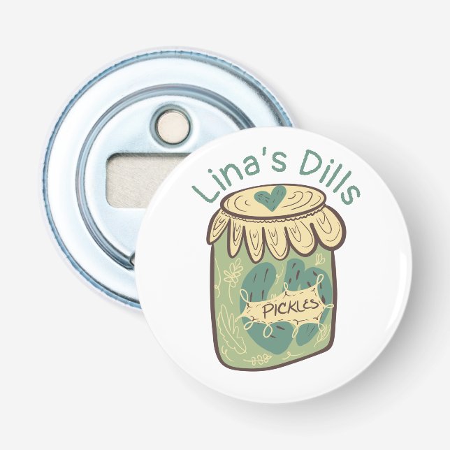Funny Jar of Pickles Dill Green Food Lover   Bottle Opener (Front)