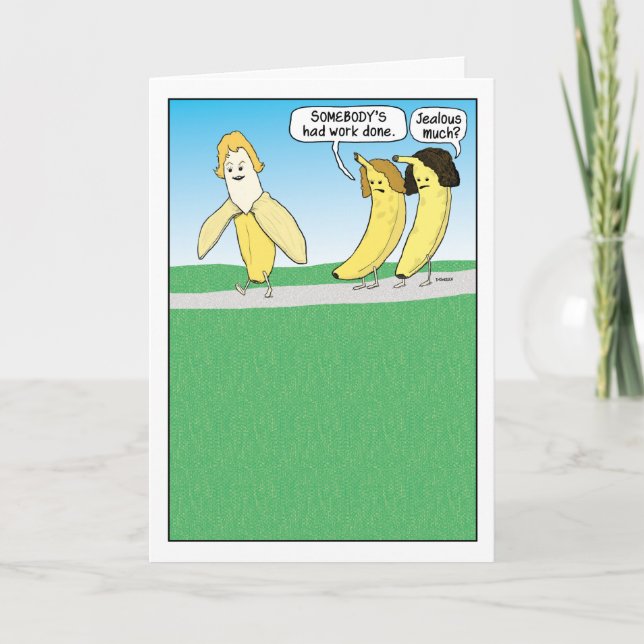 Funny Jealous Banana Birthday Card (Front)