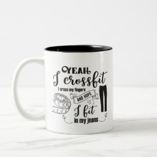 funny jeans word art Two-Tone coffee mug