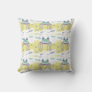 funny jellyfish blue and yellow cushion