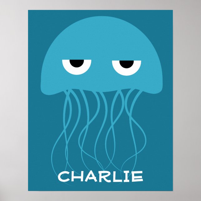 Funny Jellyfish custom name poster (Front)