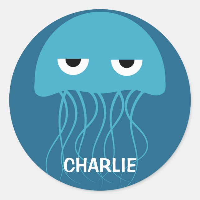 Funny Jellyfish custom name stickers (Front)