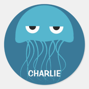 Funny Jellyfish custom name stickers