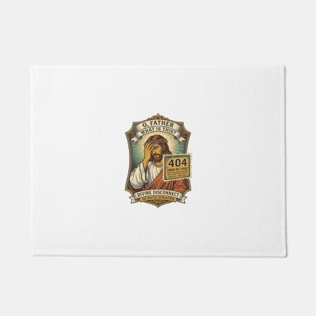 Funny Jesus 404 Error Web Developer Programmer Hum Doormat (Front)
