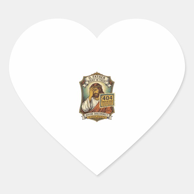 Funny Jesus 404 Error Web Developer Programmer Hum Heart Sticker (Front)