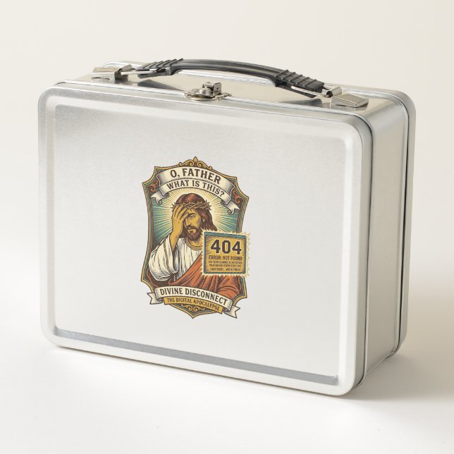 Funny Jesus 404 Error Web Developer Programmer Hum Metal Lunch Box (Front)