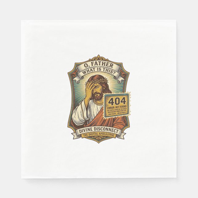 Funny Jesus 404 Error Web Developer Programmer Hum Napkin (Front)