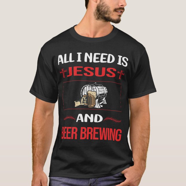 Funny Jesus Beer Brewing T-Shirt (Front)