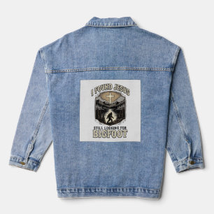 Funny Jesus Bigfoot Vintage Christian Shirt Denim Jacket