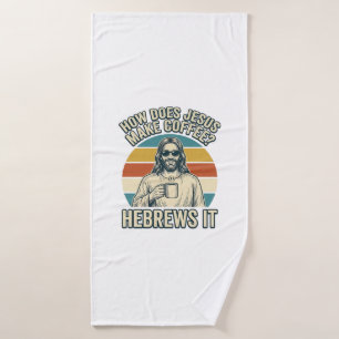 Funny Jesus Coffee Vintage Engraving Shirt Design_ Bath Towel
