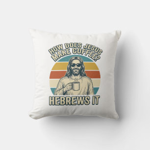 Funny Jesus Coffee Vintage Engraving Shirt Design_ Cushion