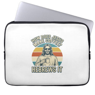 Funny Jesus Coffee Vintage Engraving Shirt Design_ Laptop Sleeve