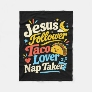 Funny Jesus Follower Taco Nap Sleeping Lover Fleece Blanket