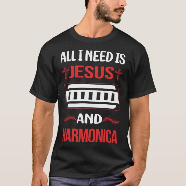 Funny Jesus Harmonica Mouth Organ T-Shirt (Front)