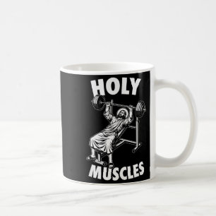 Funny jesus holy muscles bench press gym fitness coffee mug