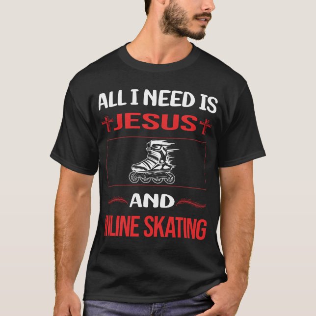 Funny Jesus Inline Skating Skate Skater T-Shirt (Front)