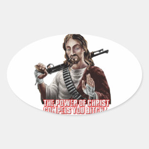 Funny jesus oval sticker