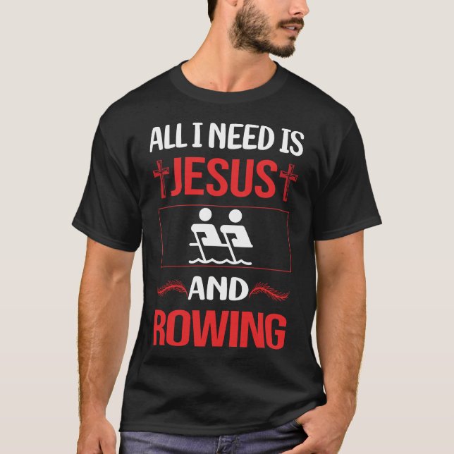Funny Jesus Rowing Row Rower T-Shirt (Front)