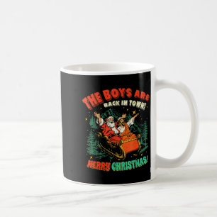 Funny Jesus Santa The Boys Are Back In Town Merry Coffee Mug