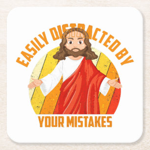 Funny Jesus Square Paper Coaster