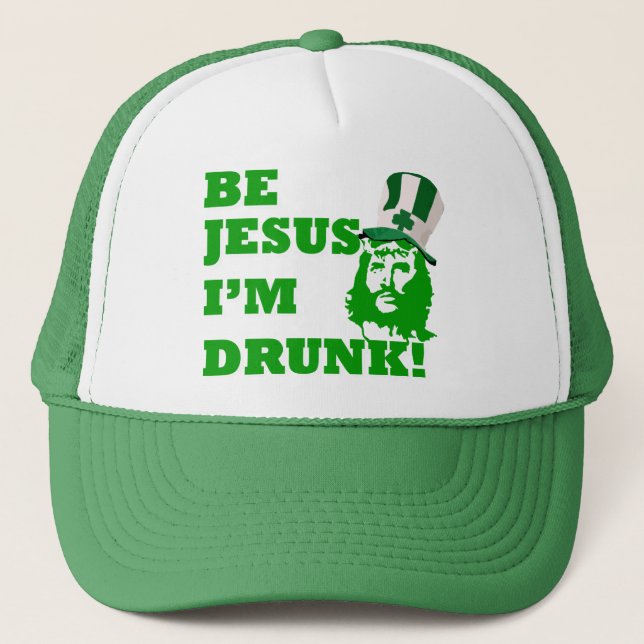 Funny Jesus  St Patrick's day Trucker Hat (Front)