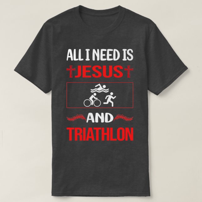Funny Jesus Triathlon Triathlete Classic TShirt (Design Front)