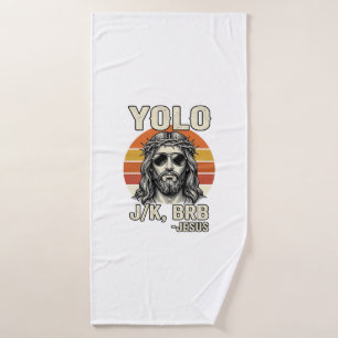 Funny Jesus Vintage Sunset Engraving Quote Design_ Bath Towel
