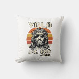 Funny Jesus Vintage Sunset Engraving Quote Design_ Cushion