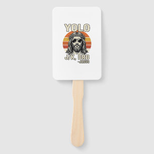 Funny Jesus Vintage Sunset Engraving Quote Design_ Hand Fan