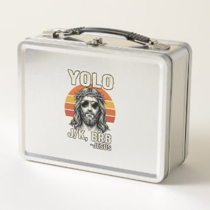 Funny Jesus Vintage Sunset Engraving Quote Design_ Metal Lunch Box