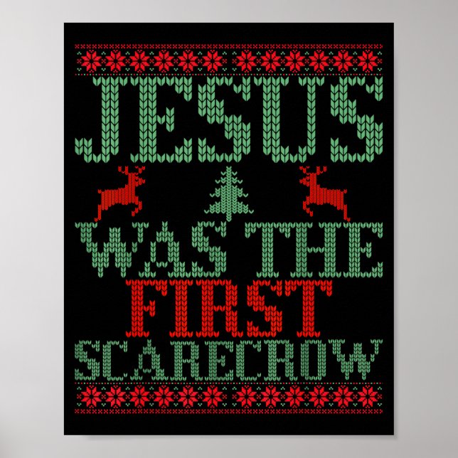 Funny Jesus Was The First Ecrow Ugly Sweater Style Poster (Front)