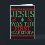 Funny Jesus Was The First Scarecrow Ugly Sweater S Card<br><div class="desc">Funny Jesus Was The First Scarecrow Ugly Sweater Style</div>