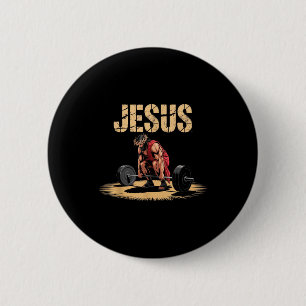 Funny Jesus Weightlifting Christian Gym Humor 6 Cm Round Badge