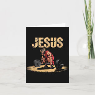 Funny Jesus Weightlifting Christian Gym Humor Card